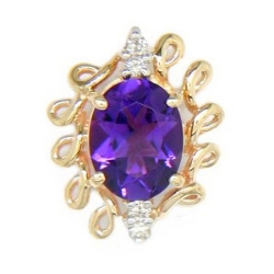 N355 14K AMETHYST 4 DIAMOND SLIDE 